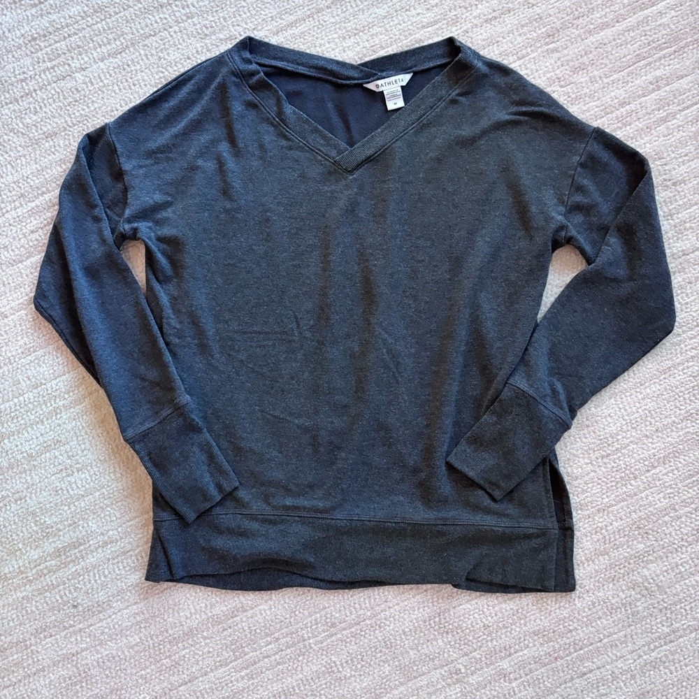 Athleta Gray V-Neck Sweater